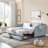 Twin Size Upholstery Daybed With Trundle Bed And Two Storage Drawers , Flat Arms With Pocket, Extendable Daybed For Bedroom Living Room,Linen-735097245