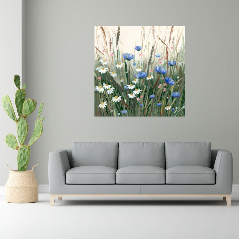 Art mural contemporain abstrait «Wildflower Meadow In Bloom», H 48 po x l 48 po