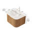 Meuble-lavabo mural DINA 24 po avec lavabo rond en verre transparent et armoire de rangement rayée, fini grain de bois naturel