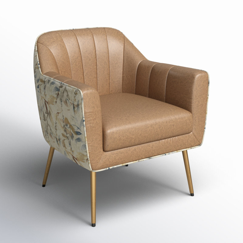 Dressler Upholstered Armchair, Brown Faux Leather