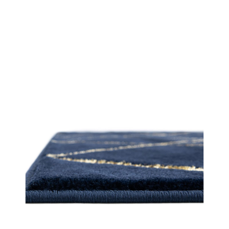 Tapis à carreaux bleu marine et doré Latitude Run®, Tapis de couloir 2 pi x 5 pi 1 po