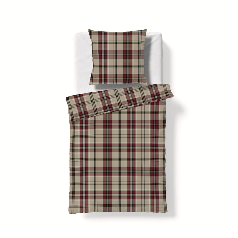 Lech Flannel Chequered Duvet Cover Set with Pillow Shams