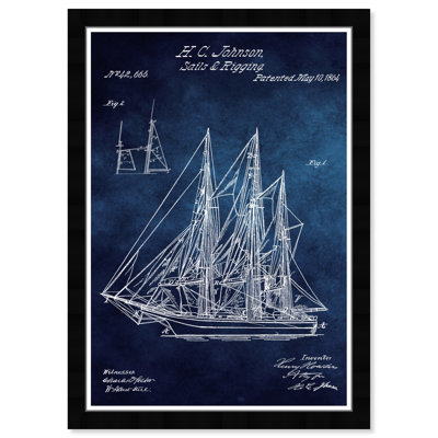 «1864 Blue Chalkboard», reproduction d'art graphique sur papier encadré