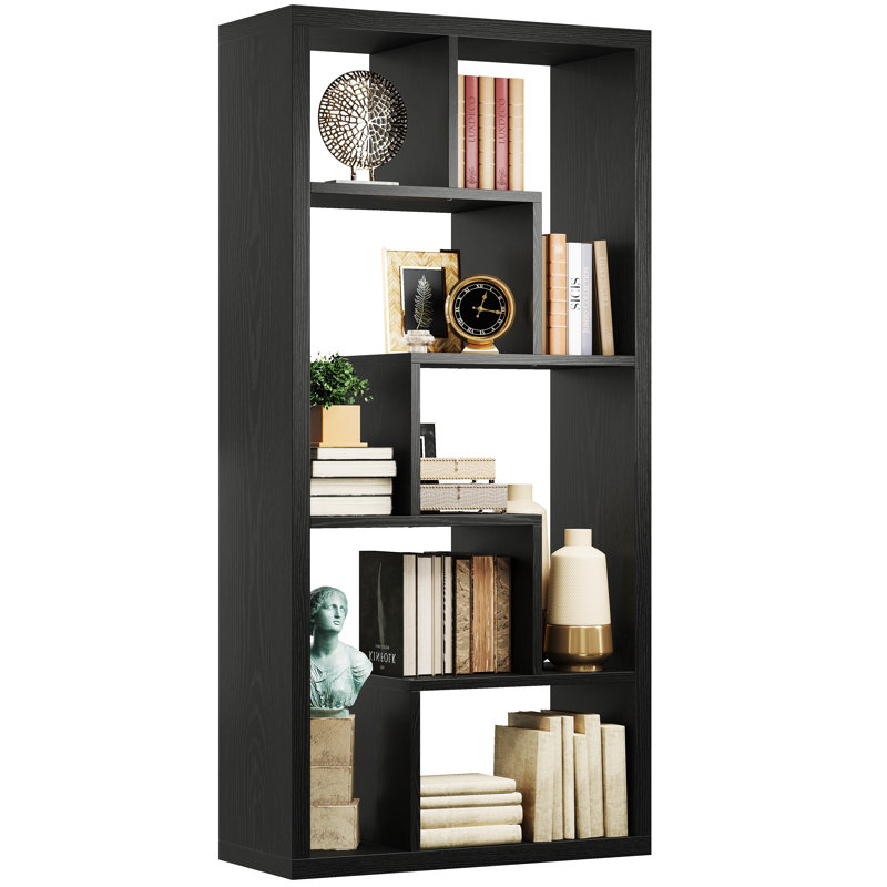 6 Cube Storage Bookcase, Open Shelf Simple Compartment Bookshelf, Use Horizontally, Use Vertically, Use Upside Down, Black