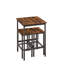 Ensemble de table de bar, table de bar carrée avec 2 chaises de bar, chaises de bar de style industriel pour table de petit-déjeuner, bar