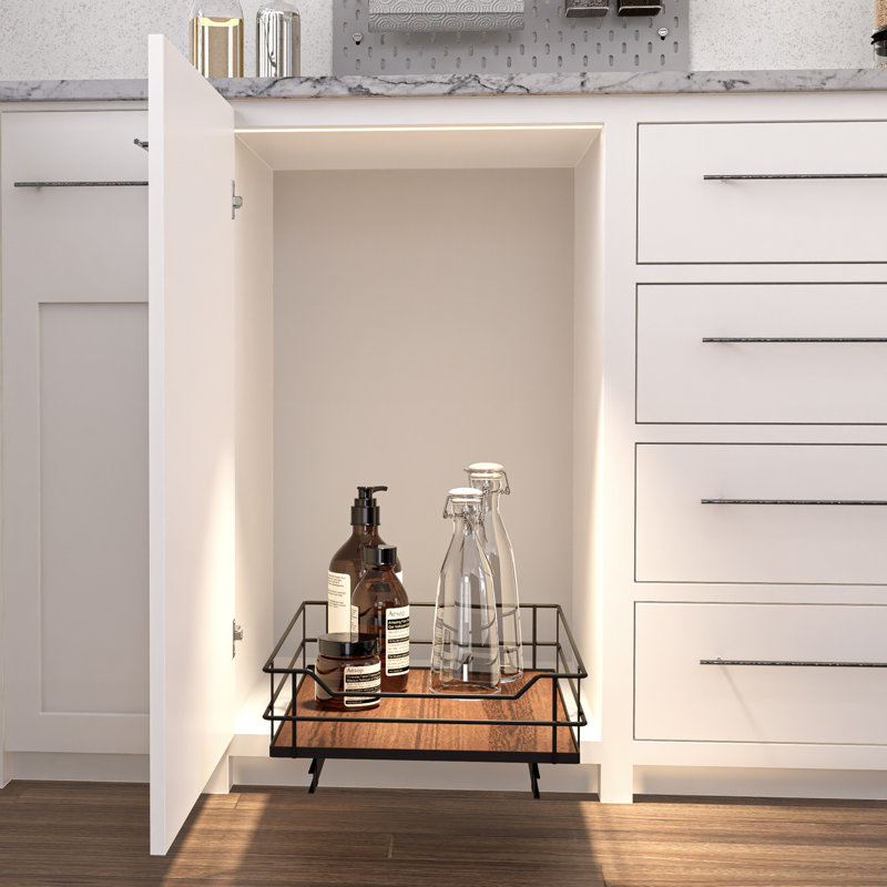 Rangement à 1 niveau pour armoire de cuisine, Noir / brun, L 14 po x P 20,7 po