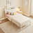 Twin Size Metal Bed Frame with 2-Tier Storage Bookcase Headboard