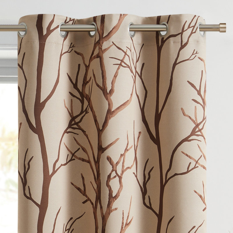 Kingdom Branch Blackout Curtain Panel, Taupe, 40" W x 63" L