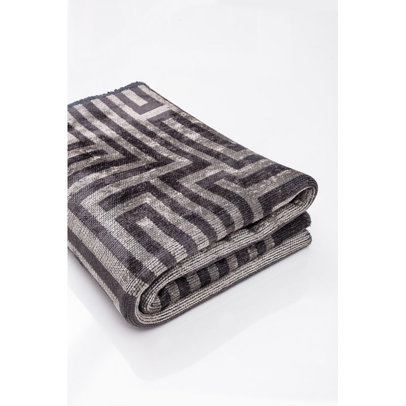 Rapture Gray Geometric Luxury Area Rug, Rectangle 7'10" x 11'2"
