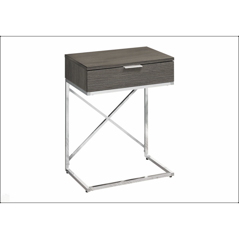 Table d'appoint contemporaine à grain de bois gris avec tiroir de rangement, pour le salon et la chambre à coucher, Gris