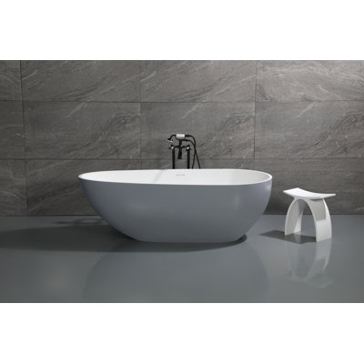 Baignoire autoportante à double extrémité en forme d'œuf à double face avec drain de 72 pouces Kingston Brass