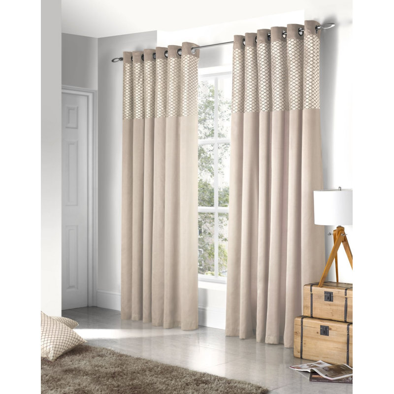 Chojolan Room Darkening Curtain Pair, Cream, Width 168 x Drop 229cm