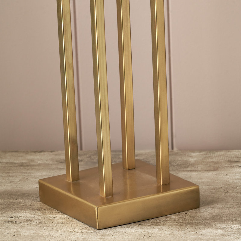 Metal Table Lamp, Grey, Gold, Linen