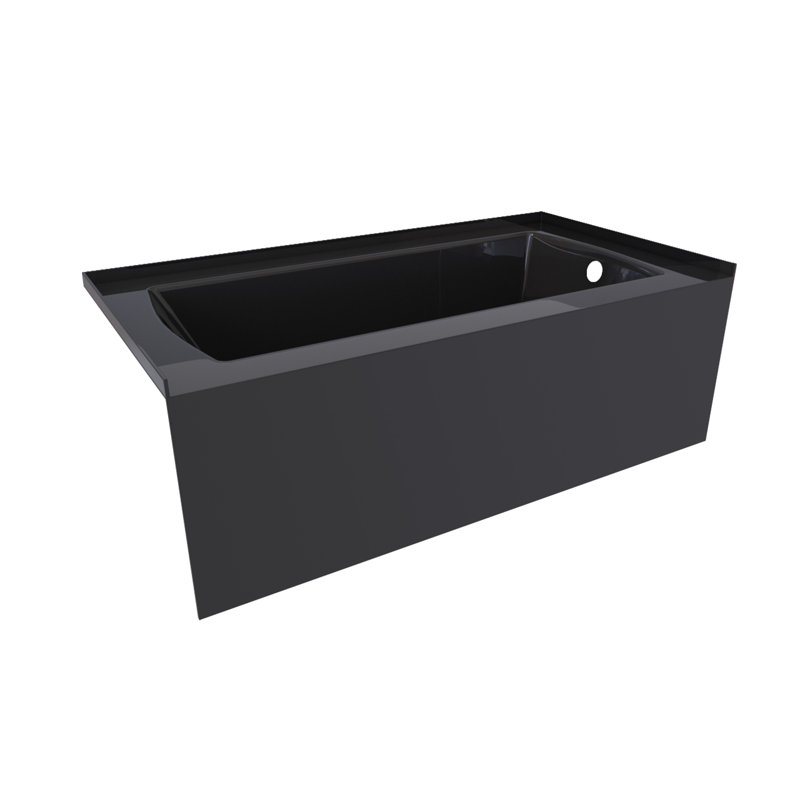 60'' x 30'' Soaking Acrylic Bathtub, Right, Black