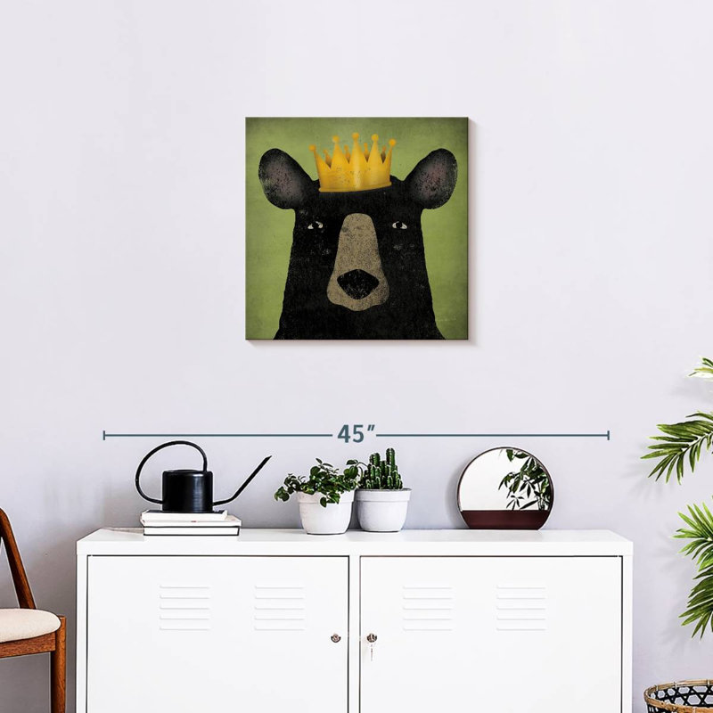 Brampt The Black Bear With Crown, 20" H x 20" W