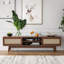 Meuble télé en rotin avec rangement, console média moderne Mid-Century Boho