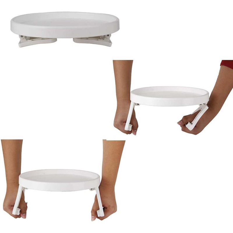Sofa Arm Clip Tray, Side Table For Remote Controls/Drinks/Gamepads Holder, White