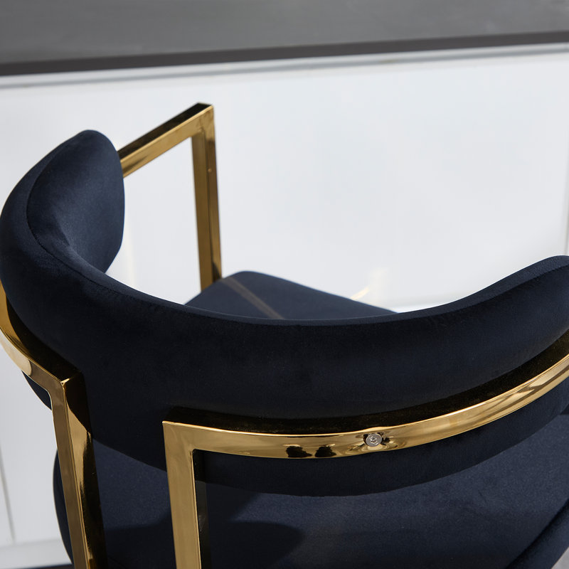 Tabouret Kojno, Tabouret de comptoir (siège d'une hauteur de 26 p, Siège noir / cadre doré