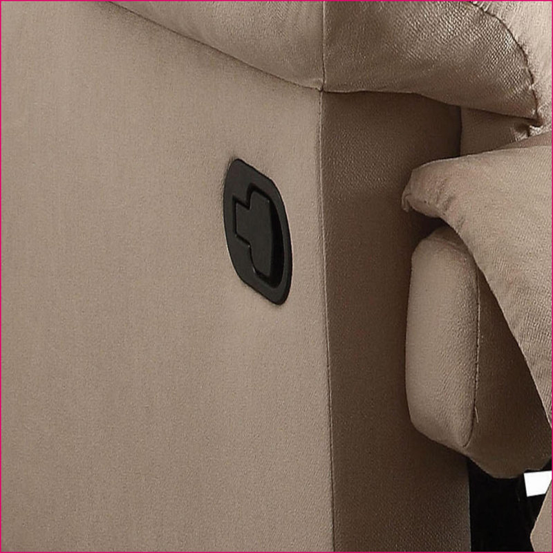 Recliners Traditional Beige Fabric Recliner with Pillow Top Arms, External Latch | Beige | Woven Polyester+Solid Wood
