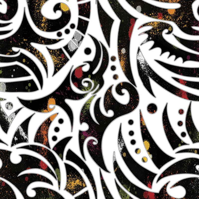 Eliana Gina Rivas Design Tribal Splatter - Imprimé, H 36 po x l 36 po, Cadre doré à une seule photo, Oui