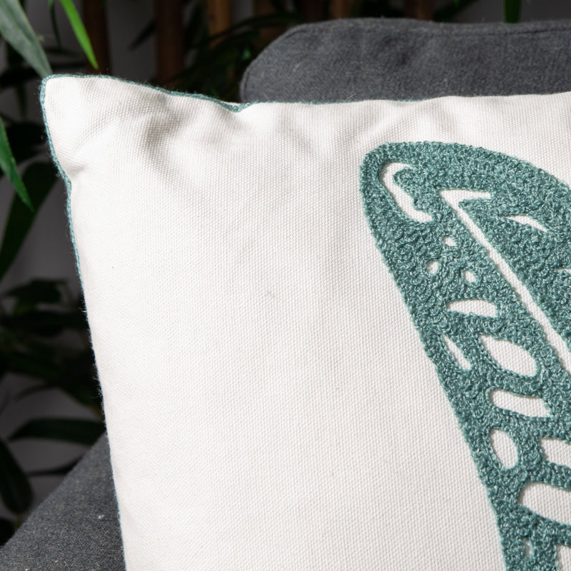 Melvina Embroidered Feather Throw Pillow