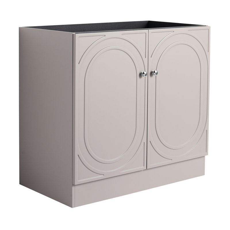 Meuble-lavabo de 36 po avec porte à fermeture douce - Évier de rangement spacieux en contreplaqué kaki moderne Solution de rangement non incluse