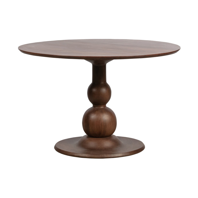 Round Solid Wood Dining Table, Brown