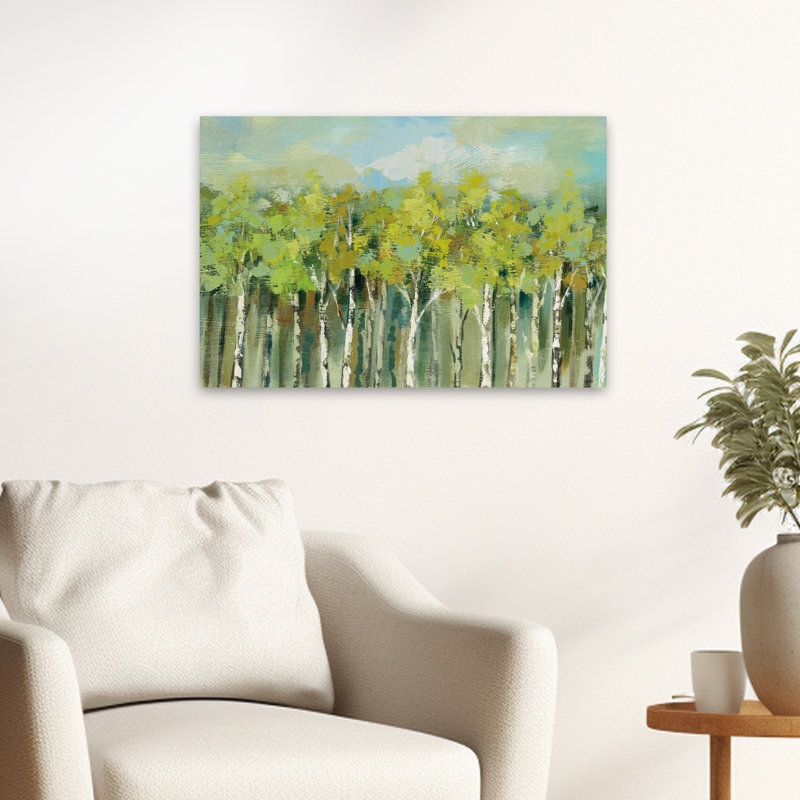 Cimes d'arbre April - bouleau abstrait bleu-brun, H 24 po x l 16 po