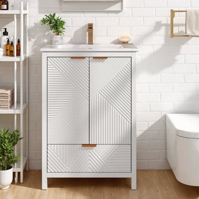 Meuble-lavabo moderne 24 po avec lavabo en céramique