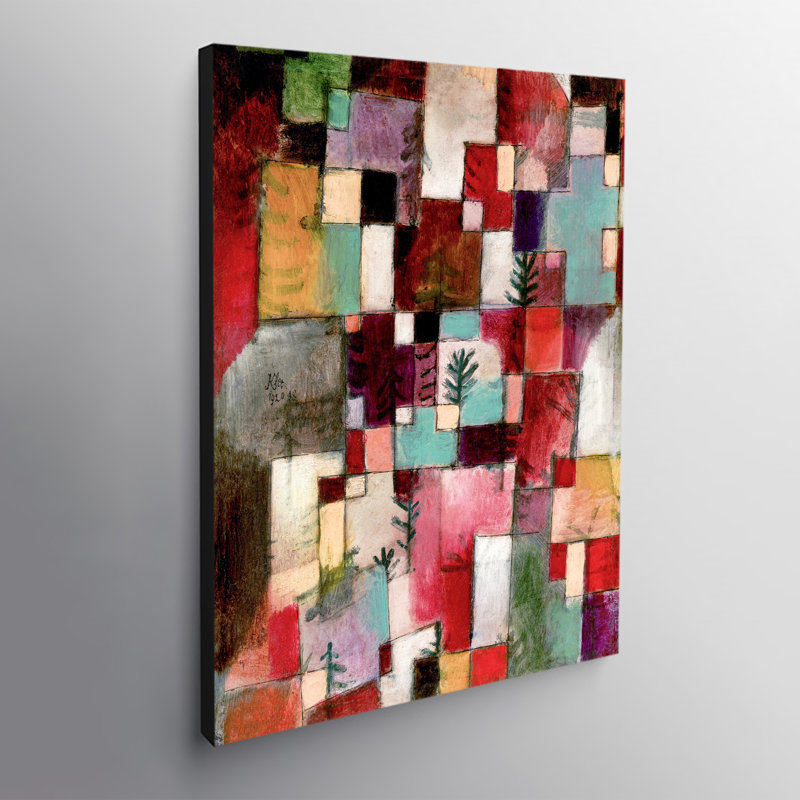 Red Green And Violet Yellow Rhymes by Paul Klee - Wrapped Canvas Painting, 117cm H x 81cm W x 4cm D