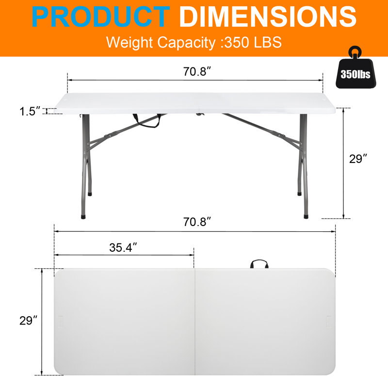 Table pliante rectangulaire en plastique 72 po
