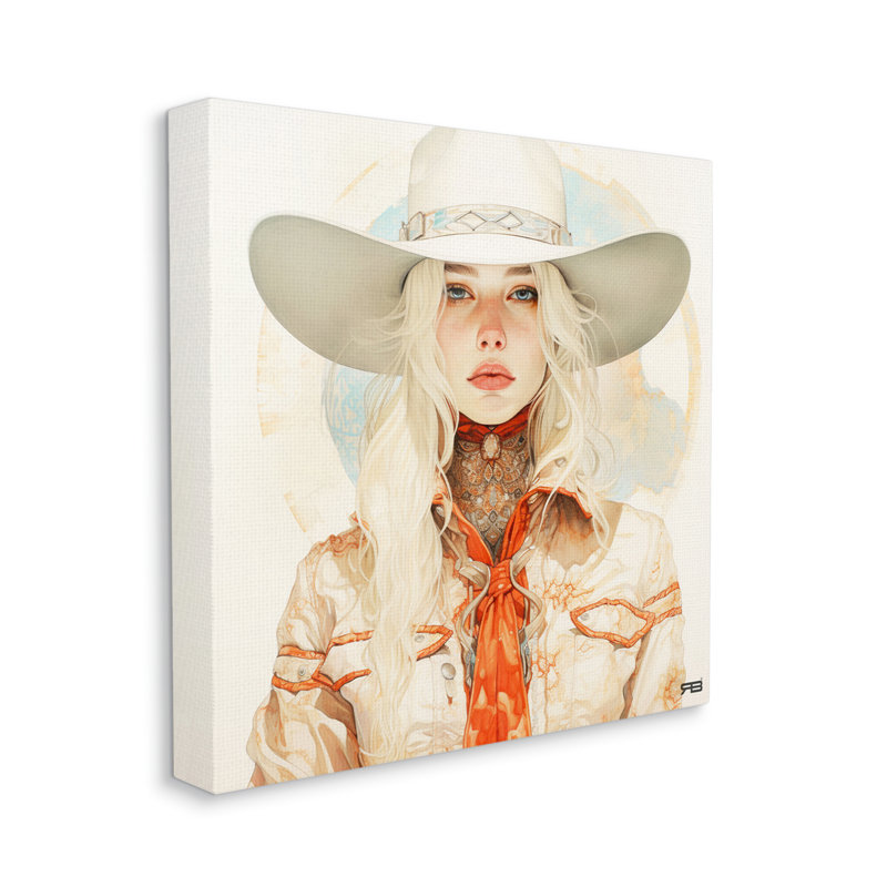 Subtil blond cowgirl par RB, H 30 po x l 30 po x P 1,5 po