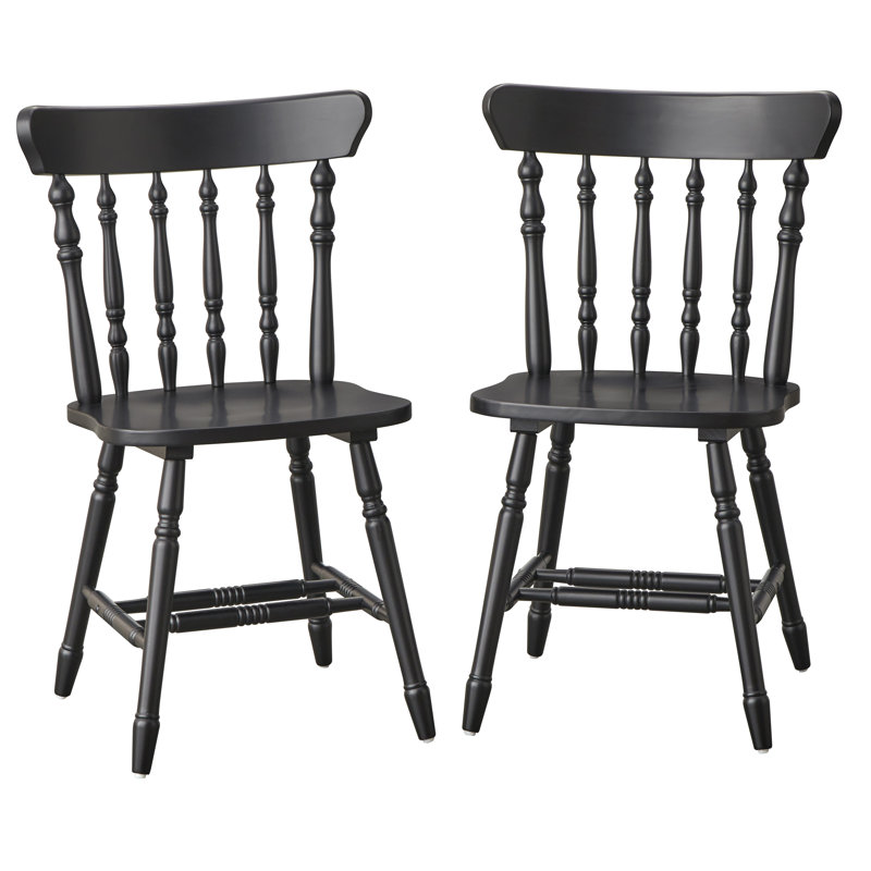 Isabella Spindle Back Chair (Set of 2), Matte Black