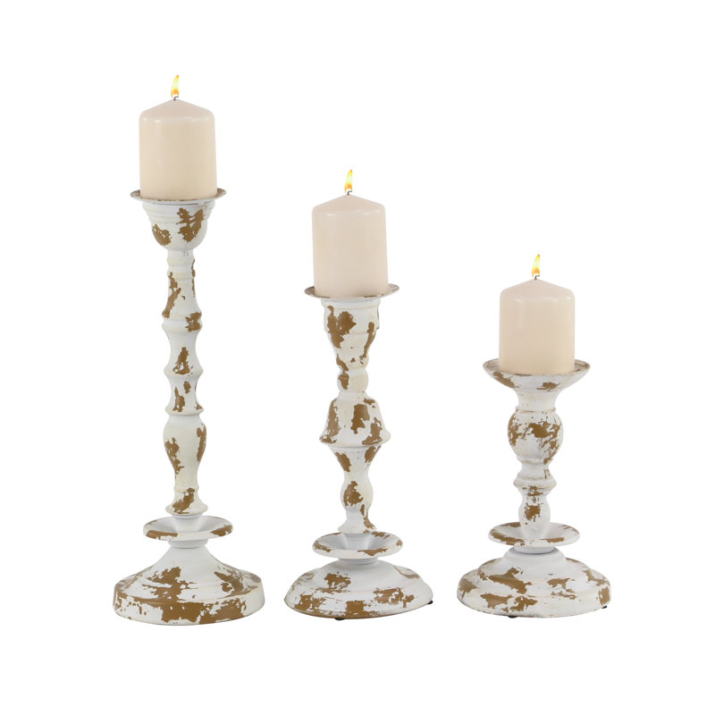 16.0'' H Metal Tabletop Candlestick, White
