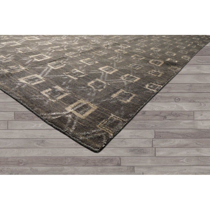 Tapis tibétain en soie de bambou en laine tissé à la main 8 pi 8 po x 9 pi 10 po