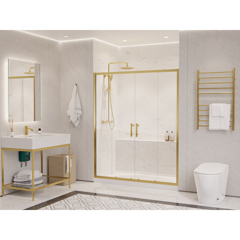 60" - 60.4" W x 70" H Framed Shower Door, Gold