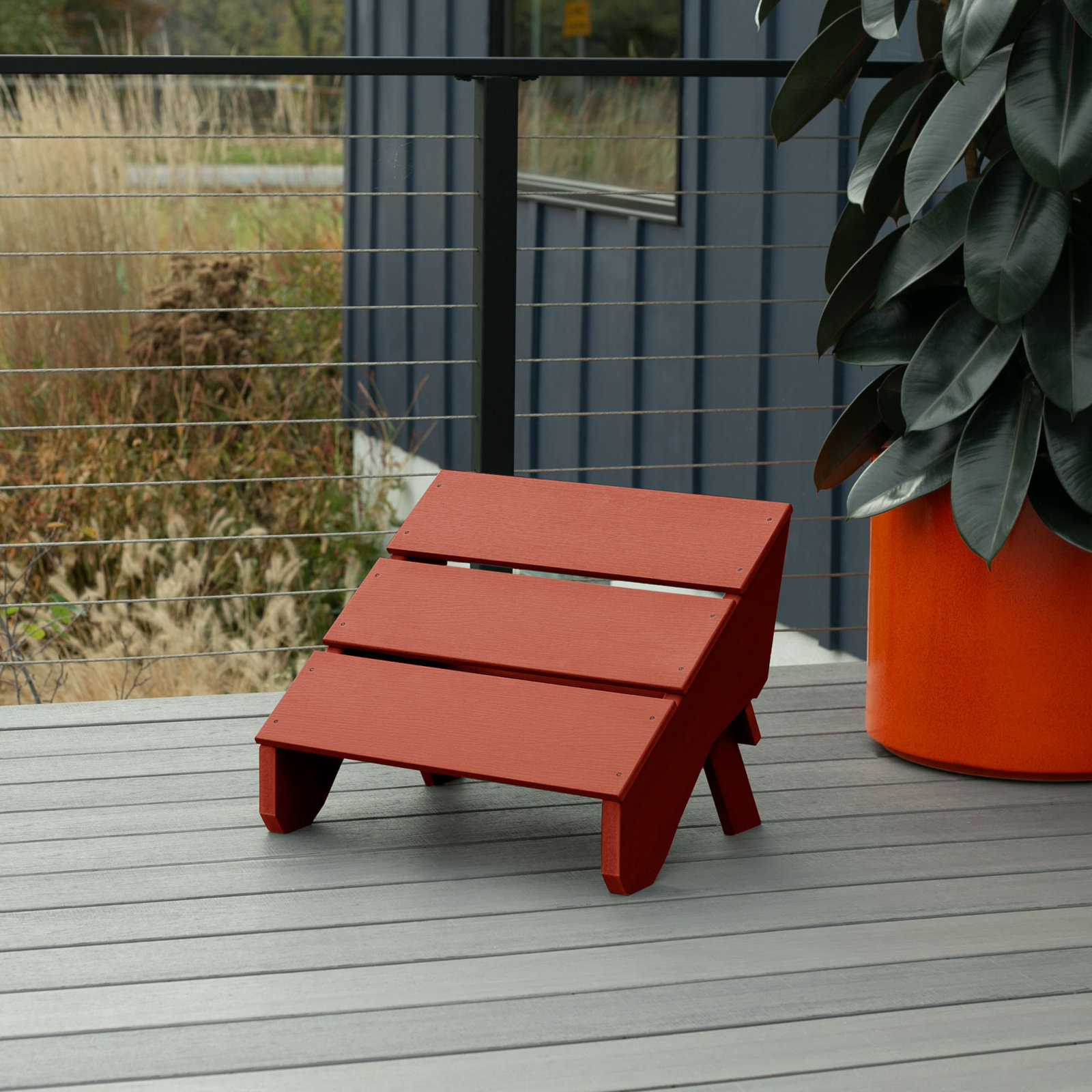 Byrnes Outdoor Ottoman, Rustic Red