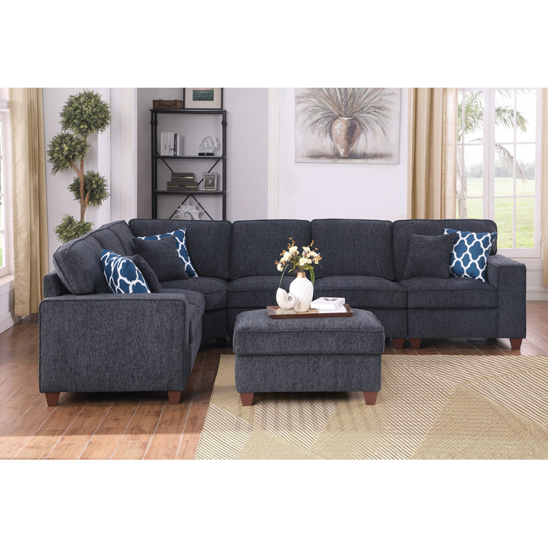 Canapé modulaire Lecanto, Chenille grise foncée
