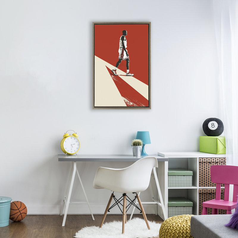 Cadre flottant Retro Basketball Legend, design par Ray Powers, H 25 po x l 17 po, Cadre flottant orme Montalcino