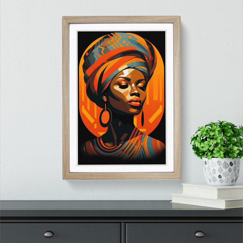 African Woman Op - Framed Print, Oak Framed, 34cm H x 25cm W x 2cm D
