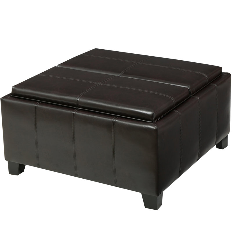 Contemporain avec plateau supérieur réversible et rangement, unité centrale brun, moderne 29 po x 29 po, à double couture