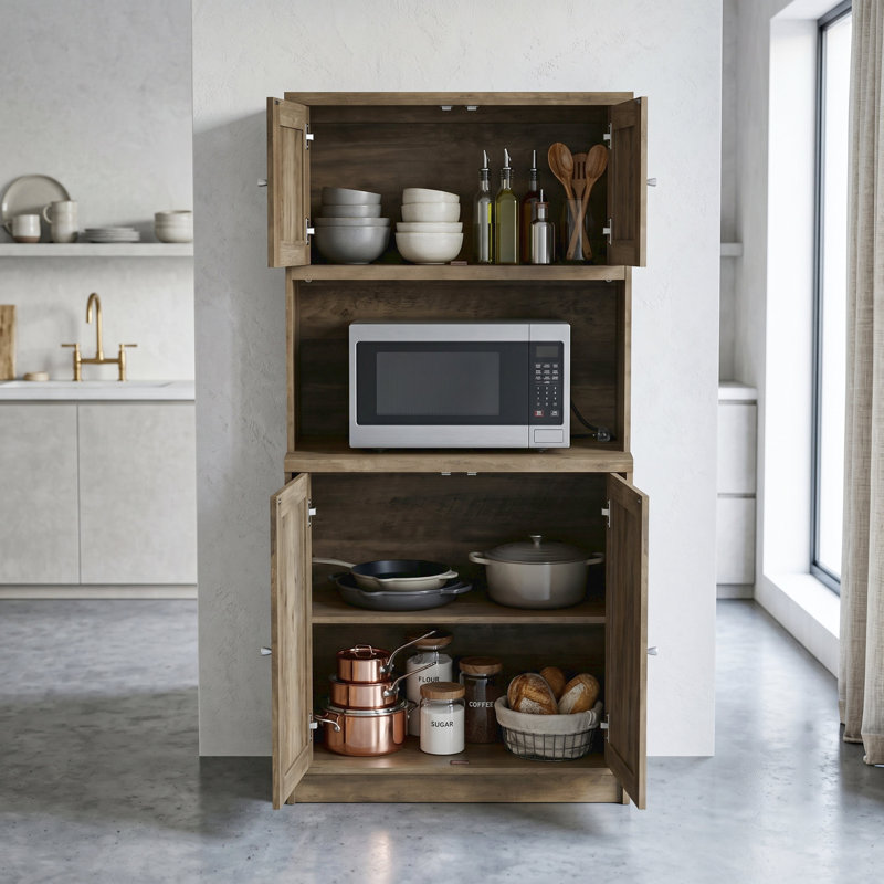 Arrastia 4 Door Kitchen Pantry With Microwave Shelf