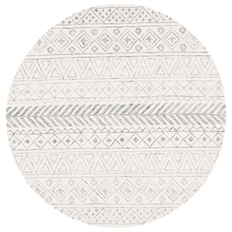 Metro Hand Tufted Wool/Cotton/Latex Rug in Gray, Round 6'