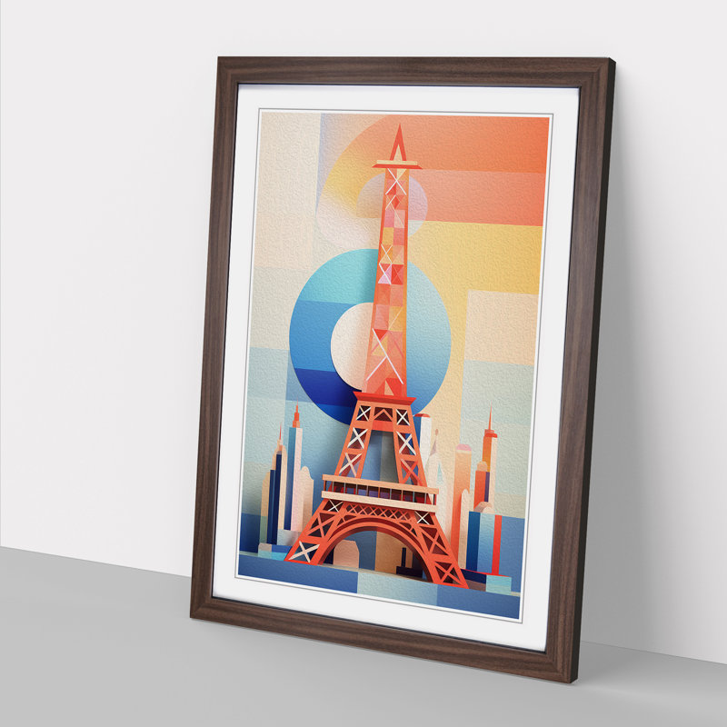 Eiffel Tower Constructivism - Single Picture Frame Print on Wood, 34" H x 25" W x 2" D, Walnut