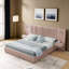 Upholstered Bed Frame With Chenille Fabric With Pleated Design,Grounded Platform Bed With Headboard And Solid Frame And The Bedside Table.No Box Spring Needed-2125638589-2125638586