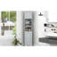 Armoire de rangement grise avec tablettes réglables et articles de toilette cachés-353993843