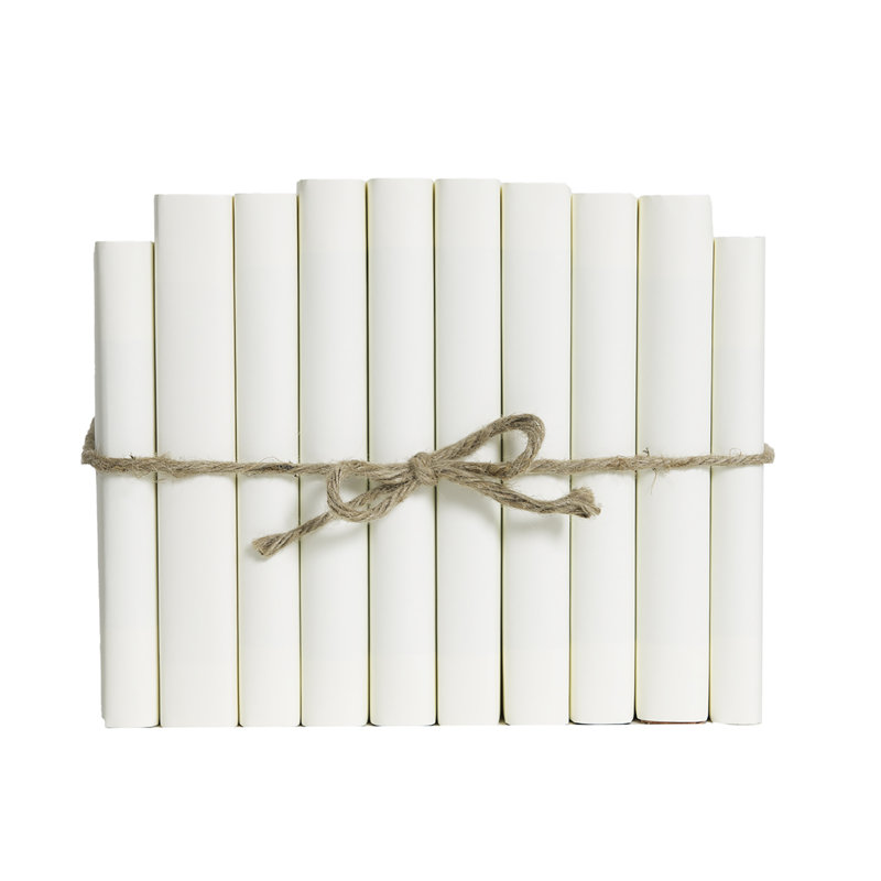 Decorative Books - Buttercream Paper Wrapped Book Bundle - 1 Foot of Cream Books