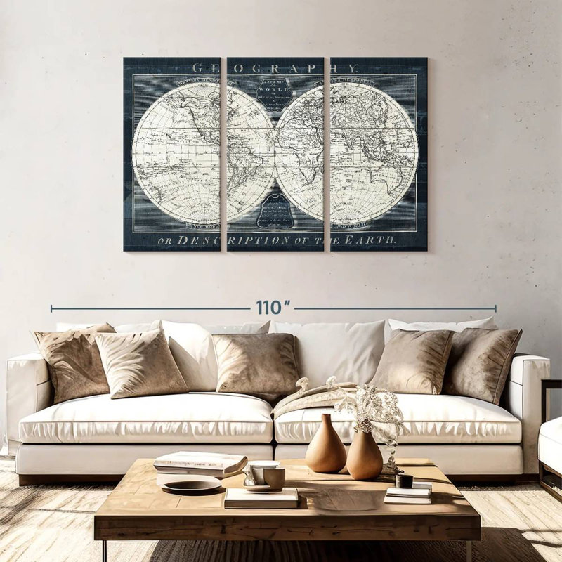 Globe terrestre du vieux monde Aliaz I, H 48 po x l 74 po
