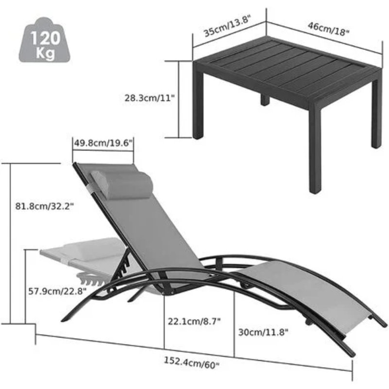 Roeut 175cm Long Reclining Single Chaise with Cushions