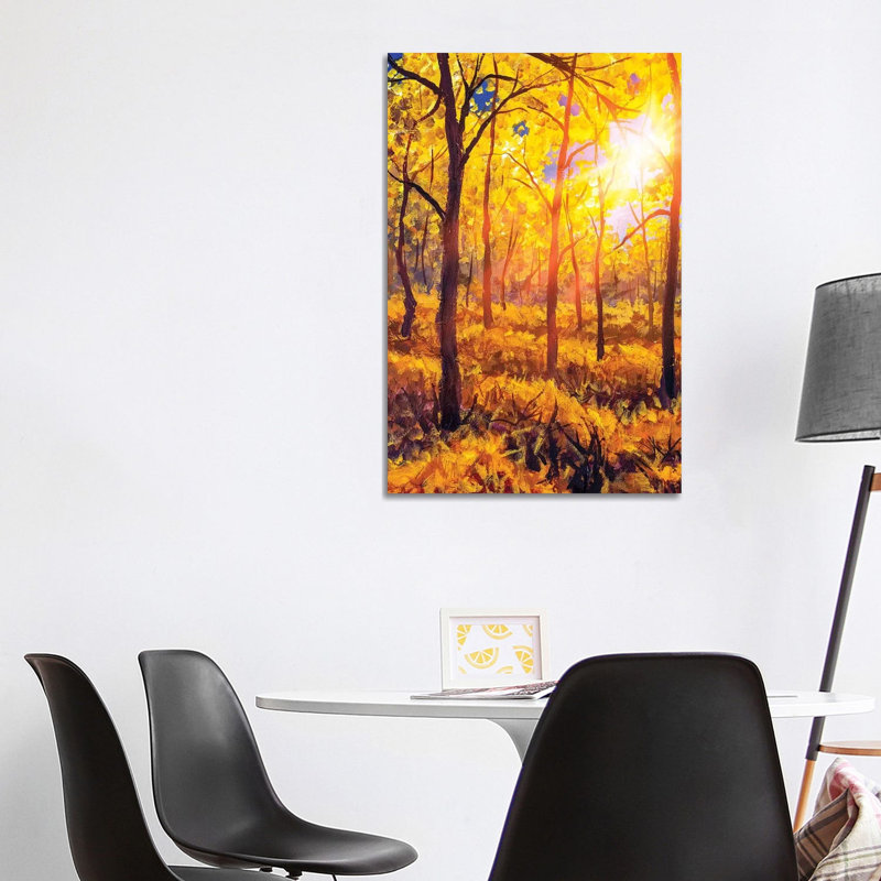 Sunset In Autumn Forest Landscape by Valery Rybakow - Painting on Canvas, Wrapped Canvas, 101.6cm H x 66.04cm W x 3.81cm D
